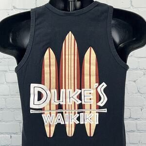 Vintage Y2Ks Dukes Waikiki Hawaii Tank Top Shirt Surfer Surfing Black S Small
